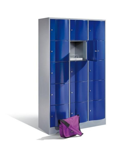 C+P lockerkast Resisto, H1950xB1148xD540mm, kleur: lichtgrijs / gentiaanblauw, 8570-372 S10014