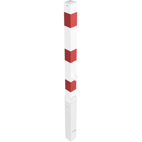 Stone HGS slagpaal -Bollard- met hef- en kantelmechanisme, wit, voorzien van 3 rode lichtlijsten, driehoekslot, 470fukhb