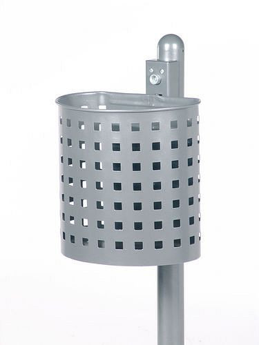 DENIOS afvalbak van geperforeerd plaatstaal, met wandrail, 20 liter inhoud, antraciet ijzermica, 169670