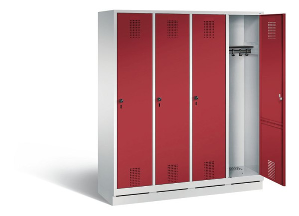 C+P Evolo garderobe, H1800xW1590xD500mm, kleur: lichtgrijs/robijnrood, 48020-42 S10026