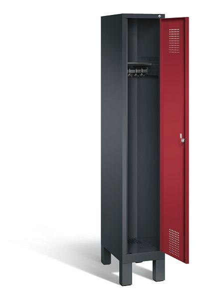 C+P Evolo garderobe, H1850xW320xD500mm, kleur: zwart-grijs/robijnrood, 48010-10 S10046