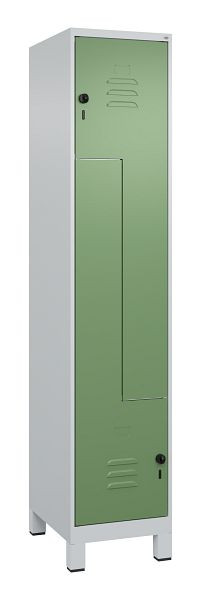 C+P Z-Spind Classic PLUS, C Z-Spind, Classic PLUS, Füße, 2 Abteile, 1950x400x500mm, 7035/6011, Drehriegel, 080013-122 S10006
