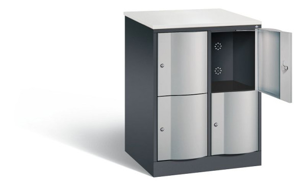 C+P XL lockerkast Resisto, H1077xW772xD640mm, kleur: zwart-grijs/wit aluminium, 8472-273 S10034