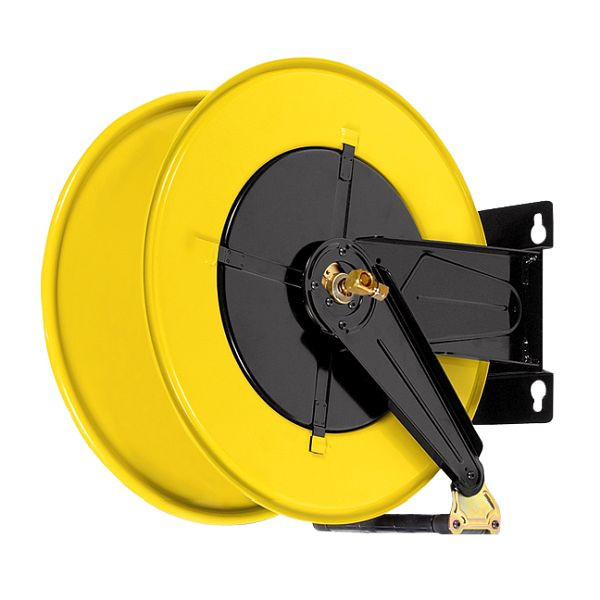 ELMAG industriële slanghaspel '430/300' voor olie - water, met dubbele aansluiting inlaat, uitlaat, 13m-2x13mm, 10m-2x17, 200 bar, 43572