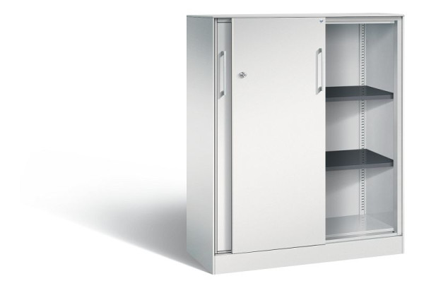 C+P schuifdeurkast Asisto, H1310xB1000xD435mm, kleur: lichtgrijs, beugelgreep, 3 niveaus, 142032-000 S10145