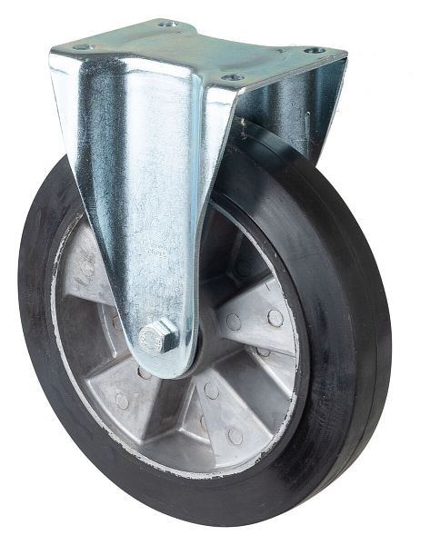 BS Rollen zwaarlastwiel, bokwiel, wielbreedte 50 mm, wiel-Ø 250 mm, draagvermogen 550 kg, zwarte elastische banden, aluminium, kogellagers, L610.B80.250