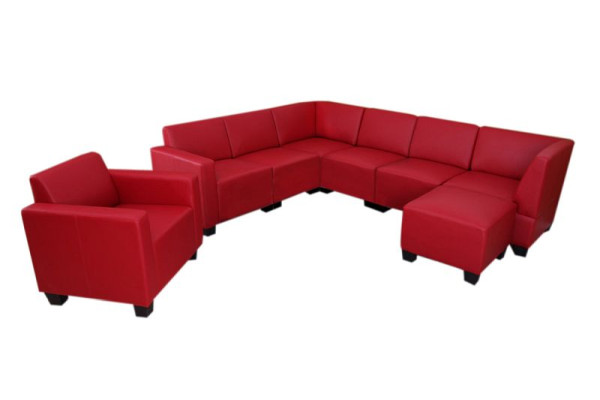 Mendler Modular Sofa System Bankstel Lyon 6-1-1, kunstleer, rood, 26060
