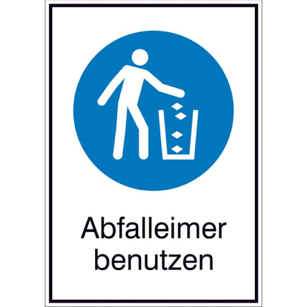Steen HGS combinatiebord met verplichtbord en aanvullende tekst, gebruik afvalbak, 43.a7490