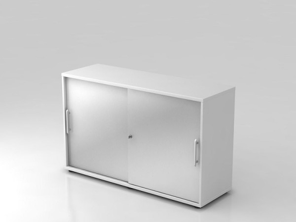 Hammerbacher schuifdeurkast 2OH 120cm relinggreep wit/zilver, 120x40x74,8 cm (BxDxH), V1752S/W/S/RE