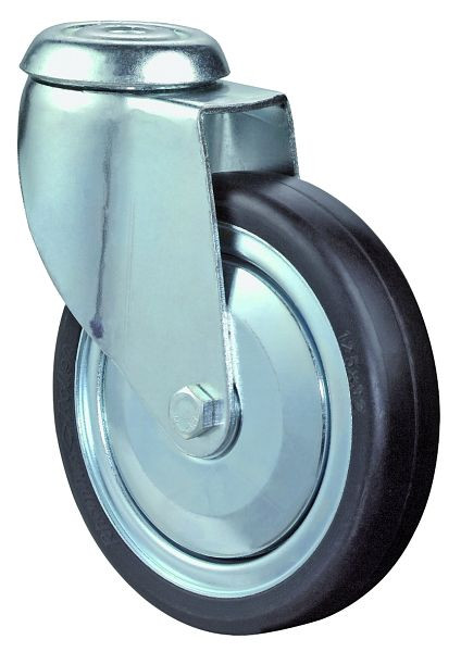 BS-wielen Zwaar apparatenwiel, breedte 32 mm, Ø125 mm, tot 100 kg, grijs rubber, elektrisch geleidend, kunststof wiellichaam, kogellagers, C101.A89.125