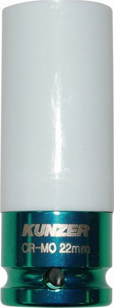 Kunzer 1/2" impact wielmoer inzetstuk 22 mm, lengte 85 mm (lichtgroen), 812RK22