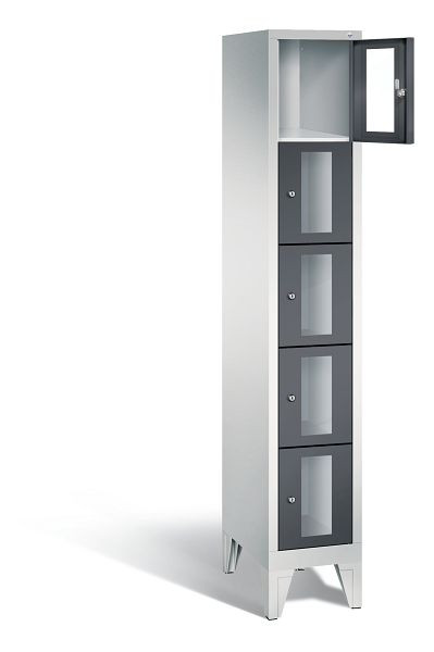 C+P lockerkast Classic, H1850xB320xD500mm, kleur: lichtgrijs / zwartgrijs, 8010A105 S10005