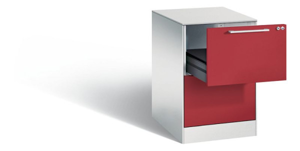 C+P archiefkast Asisto, H710xB440xD600mm, kleur: lichtgrijs/robijnrood, beugelgreep, 146 275-221 S10022