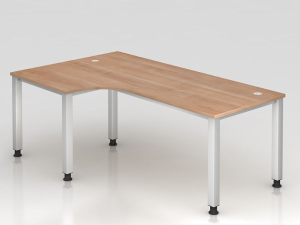 Hammerbacher hoektafel 4-poots vierkant 200x120cm 90° walnoot, hoekvorm 90°, links of rechts monteerbaar, VQS82/N/S