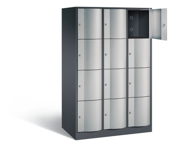 C+P XL lockerkast Resisto, H1950xB1148xD640mm, kleur: zwart-grijs/wit aluminium, 8470-373 S10025
