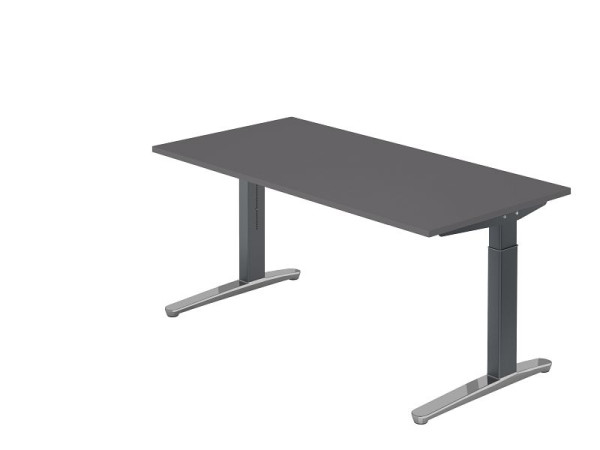 Hammerbacher bureau C-poot 160x80cm grafiet/grafiet (gepolijst), rechthoekige vorm, VXB16/G/GC