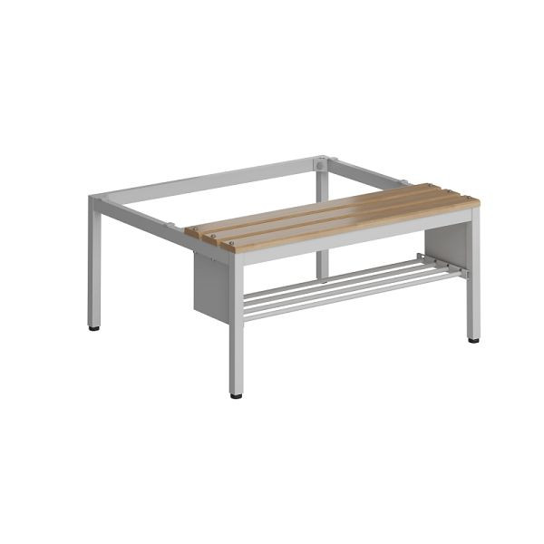 Lüllmann ClassiX bankonderstel met schoenenrek, beuken zitkussens, 420 x 870 x 800 mm, lichtgrijs, X-524250