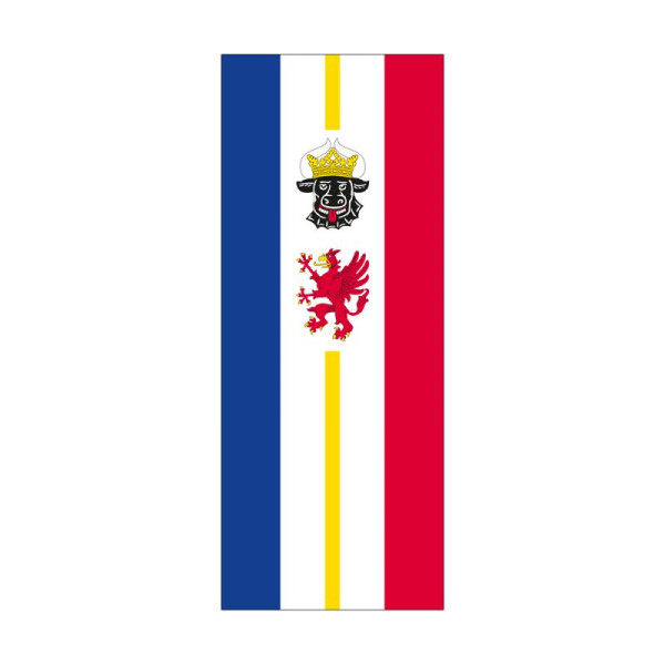 Stein HGS HGS staatsvlag van Mecklenburg-Vorpommern, 400 x 150 cm (staand formaat), met kunststof karabijnhaak, FlagTop 110 g/m², voor vlaggenmasten vanaf 8 m, zonder ajoursteek, 26410