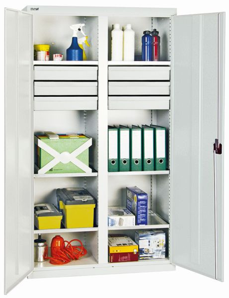 stumpff gereedschaps- en materiaalkast serie 2000, 7035/7035, 6 laden, tussenschot, 6 legborden, 2004207