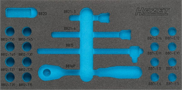 Hazet 2-componenten zachtschuiminleg, voor 1557/21, afmetingen/lengte: 342 mm x 172 mm Organisatiesysteem afmeting: 1/3 (342 x 172 mm), 163-348L