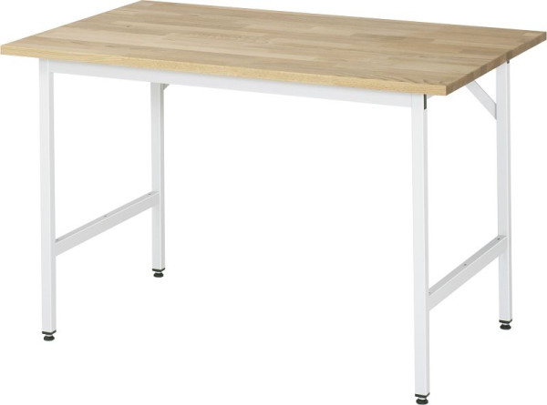 RAU Jerry serie werktafel (3030) - in hoogte verstelbaar, massief beuken blad, 1250x800-850x800 mm, 06-500B80-12.12