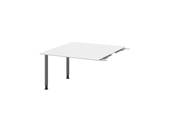 Hammerbacher tussenplaat VKT, kleur tafelblad: wit, plaat: 1200 x 1300 x 25 mm, ronde buisvoet grafiet, werkhoogte: 720 - 740 mm, VKT12C/W/G