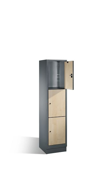 C+P lockerkast Evolo, H1800xB420xD500mm, kleur: zwart-grijs, 48020-123 S10109