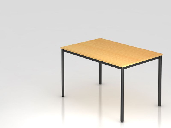 Hammerbacher vergadertafel rond onderstel 120x80 beuken/zwart, rechthoekige vorm, VDR12/6/D