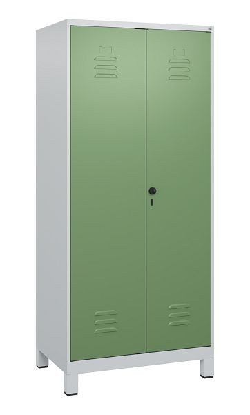 C+P Umkleidespind Classic PLUS, Doppel-Spind, Füße, 2 Abteile, 1800x800x500mm, 7035/6011, Drehriegel, 0800127-22P S10006