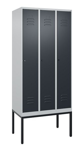 C+P luierkluis Classic PLUS met middenwand, frame, 3 vakken, 2120x900x500mm, 7035/7016, cilindersloten, 0800307-30F S10023