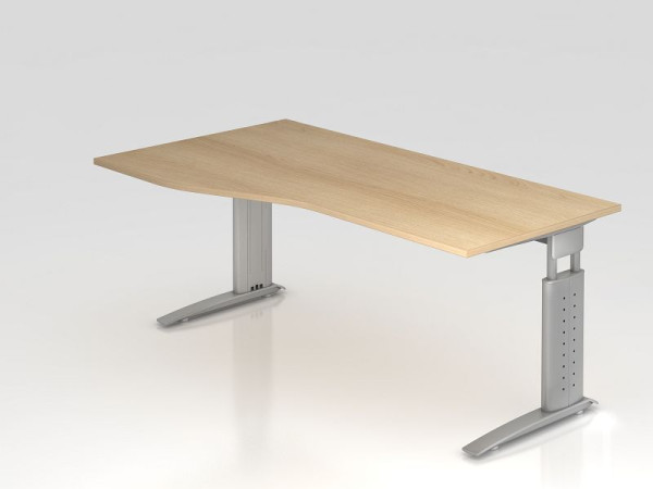Hammerbacher bureau C-poot 180x100/80cm eiken/zilver, werkhoogte 68-86 cm verstelbaar, VUS18/E/S
