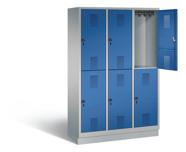 C+P locker dubbeldekker Evolo, H1800xB1200xD500mm, kleur: wit aluminium / gentiaanblauw, 48320-32 S10526
