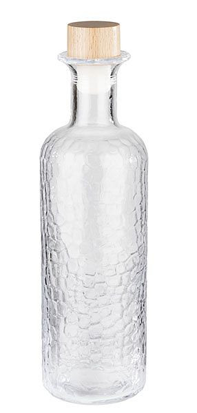 APS glazen karaf -WABE-, Ø 8 cm, hoogte: 28 cm, 0,8 liter, glas, beukenhout, siliconen, 10741