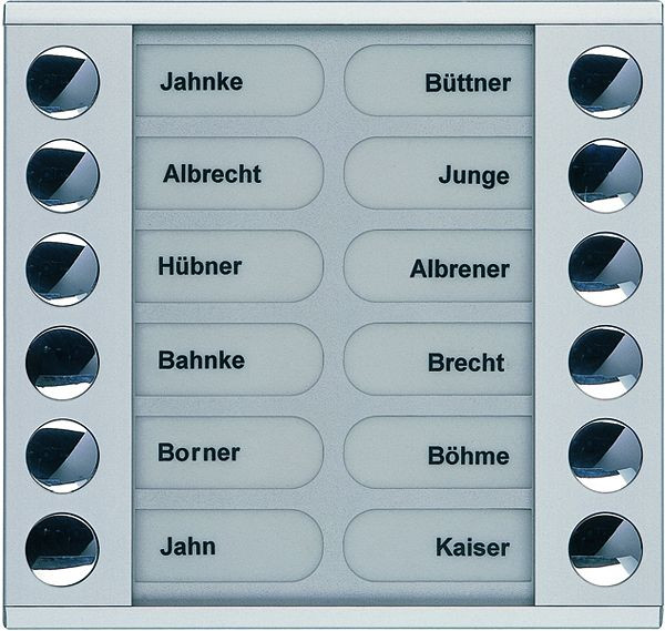 TCS beldrukkeruitbreiding voor audio voordeurstation serie PES/AVE 12 beldrukkers (rechts/links uitgelijnd), AP zilver, PET12-EN/04