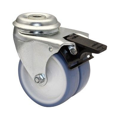 WAGNER App dubbel zwenkwiel RÜLO ECO diameter 75mm, TPR, zacht, glijlager, rem, draagvermogen 60kg, VE: 4 stuks, 23357701