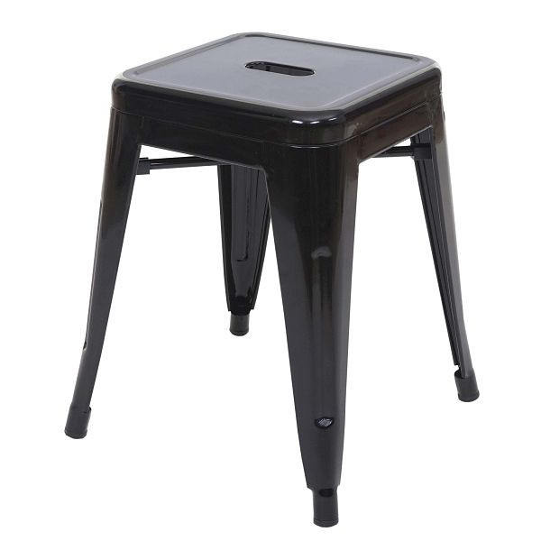 Mendler kruk HWC-A73, metalen kruk kruk, metaal industrieel design stapelbaar, zwart, 57895