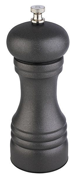 APS zoutmolen -GUNMETAL-, Ø 6 cm, hoogte: 15,5 cm, RVS, kleur: grijs, molen van RVS, 40556