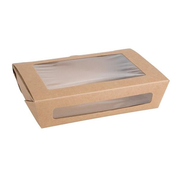 Fiesta Composteerbare Composteerbare Saladeschalen met PLA Windows 1200ml (pak van 200), FB677