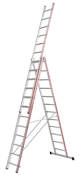 HYMER multifunctionele ladder, driedelig, 3x12 sporten, lengte ingeschoven 3,47 m / uitgeschoven 8,51 m, 404736
