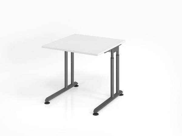 Hammerbacher bureau ZS08, 80 x 80 cm, blad: wit, 25 mm dik, ABS dikke rand, rechthoekige vorm, grafiet, VZS08/W/G
