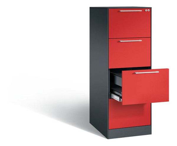 C+P hangarchiefkast Asisto, H1310xB440xD600mm, kleur: zwartgrijs / vuurrood, beugelgreep, 146225-411 S10089