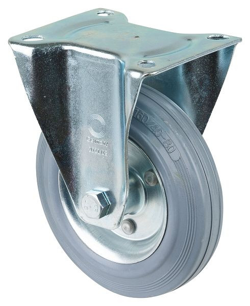 BS rollen transportrol, vaste rol, wielbreedte 40 mm, wiel-Ø 160 mm, draagvermogen 135 kg, grijs rubber, stalen velg, rollager, plaat, L410.B56.160