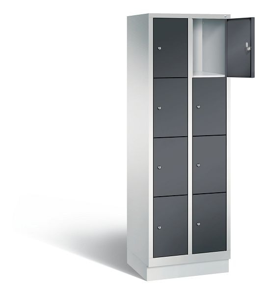 C+P lockerkast Evolo, H1800xB610xD500mm, kleur: lichtgrijs / zwartgrijs, 48020-204 S10030