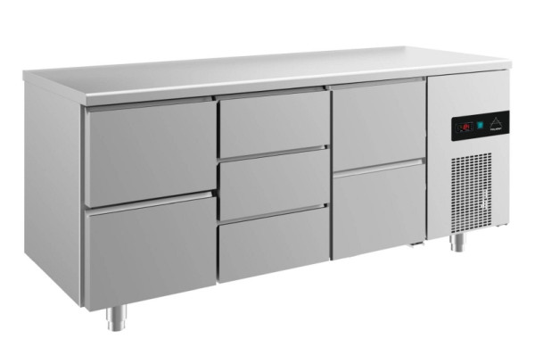 A&S Polarny koeltafel -2 tot +8°C met 2x twee laden en 1x drie laden in het midden, 1865 x 700 x 850 mm, KT3ZDZ