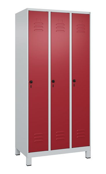 C+P luierkluis Classic PLUS met middenwand, voeten, 3 vakken, 1950x900x500mm, 7035/3003, veiligheidsdraaigrendel, 080010-30F S10001