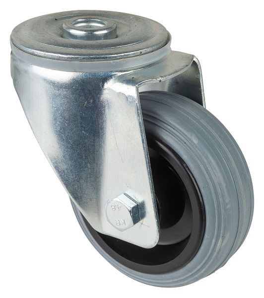 BS-rollen transportrol, wielbreedte 35 mm, wiel-Ø 80 mm, draagvermogen 50 kg, grijs rubberen loopvlak, rollager, VE = 4 stuks, L101.B46.080