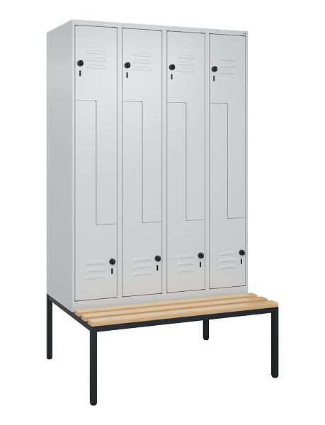 C+P Z-Spind Classic PLUS, met onderbank, 8 vakken, 2120x1200x815mm, 7035/7035, draaigrendel, beuken zitlat, 0800537-408 S10009