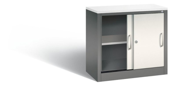C+P dressoir met schuifdeuren Acurado, H720xB800xD400mm, kleur: vulkaangrijs/parelwit, beugelgreep, 2 niveaus, 5722-00 S10332