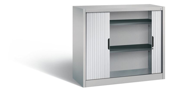 C+P dressoir met rolluik Omnispace, H1030xB1200xD420mm, kleur: wit aluminium, verzonken greep, 2 niveaus, 3243-00 S10111