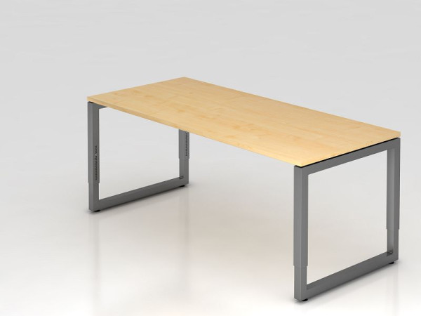 Hammerbacher bureau O-voet vierkant 180x80cm esdoorn/grafiet, rechthoekige vorm met zwevend tafelblad, VRS19/3/G